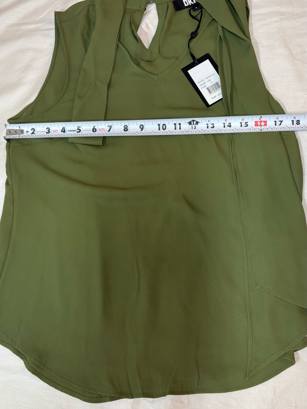 DKNYC Olive Green V-Neck Tie-Shoulder Camisole - Picture 2 of 5